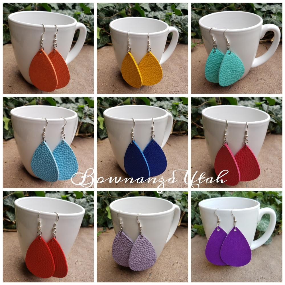 Solid faux leather earrings